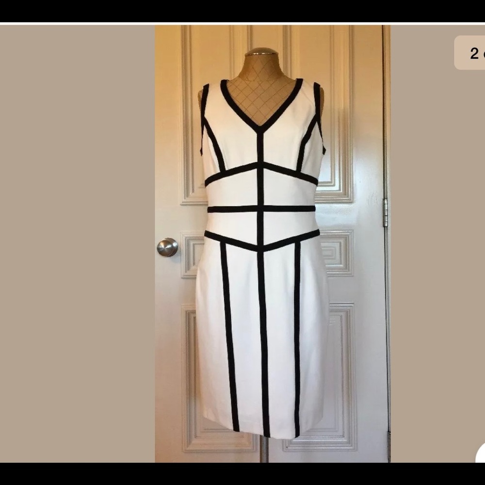 Cache dress size 8 White with black stripes